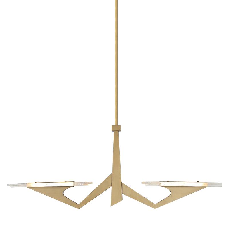 Varaluz Down the Wrong Path 2-Light Linear Pendant - Brass Kisser - 9.5"D x 47"W x 19"H