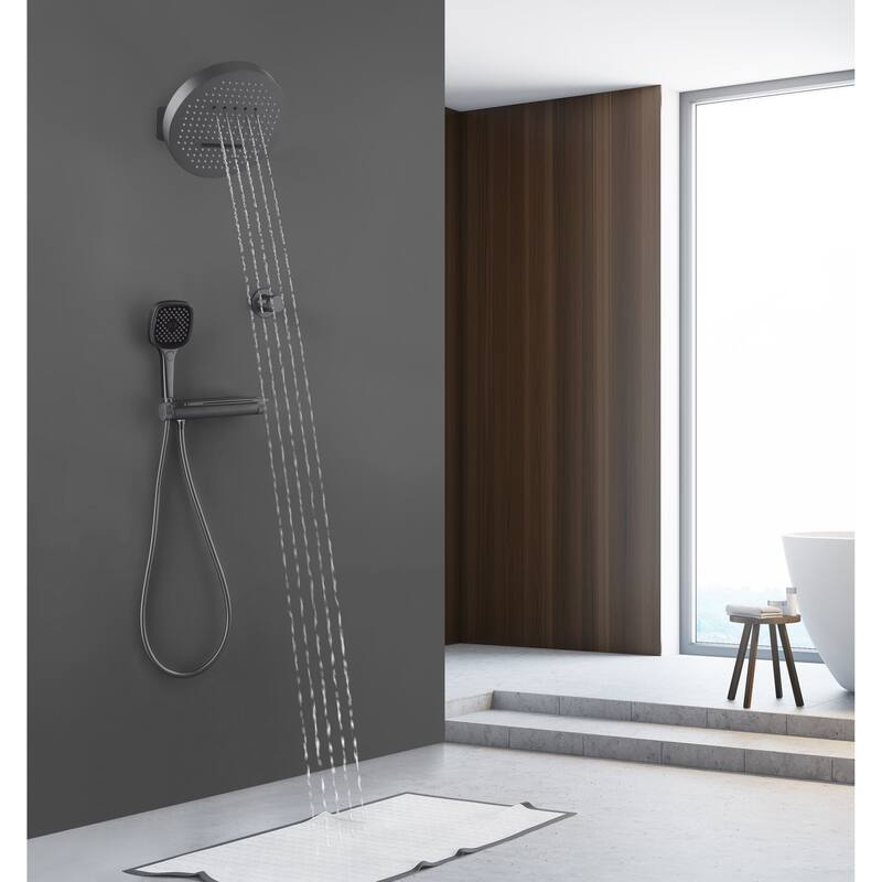 Modland 3-Function Shower System - Gunmetal/Matte Black, Bathtub Spout, 10-Grade Salt Spray
