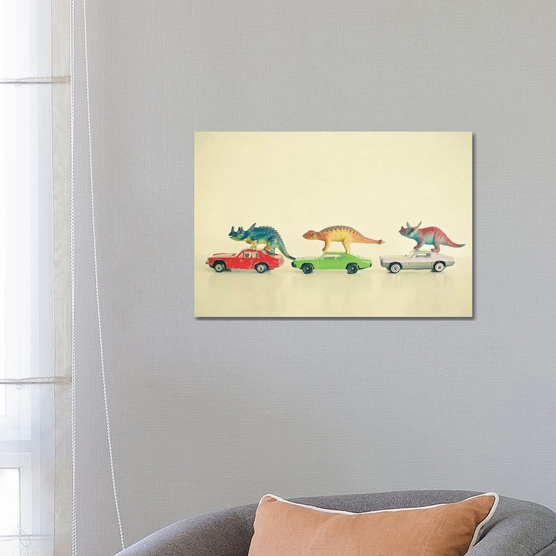 iCanvas "Dinosaurs Ride Cars" by Cassia Beck Canvas Print - 18x26x1.5