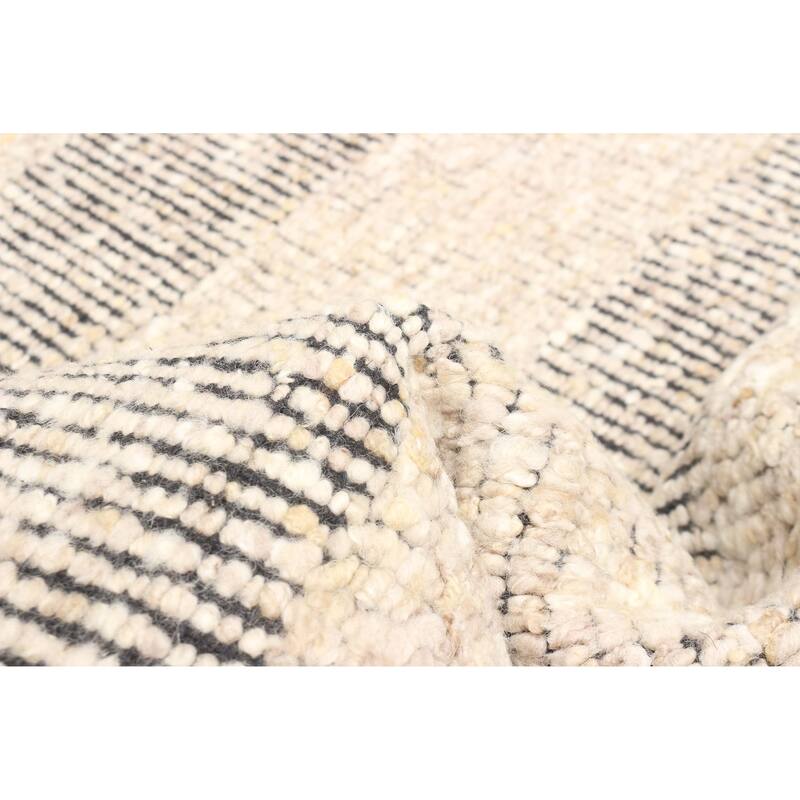 ECARPETGALLERY Braid weave Sienna Light Grey Wool Rug - 5'2 x 6'6