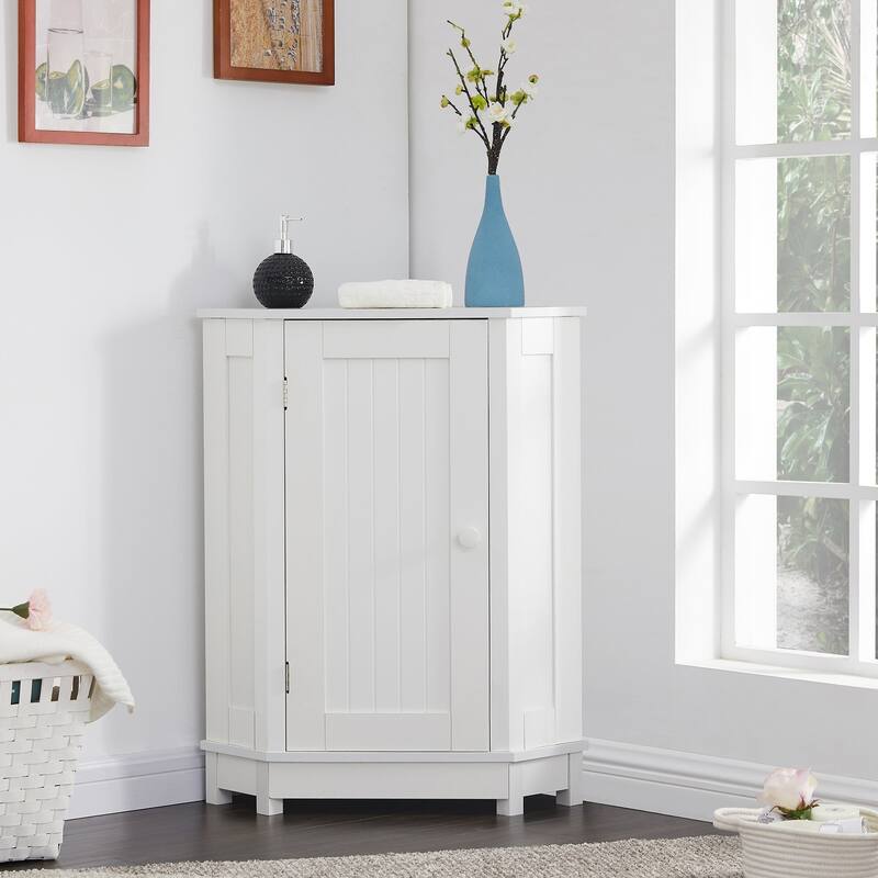 31" Wood 1-door Bathroom Cabinet with Interior Shelves
