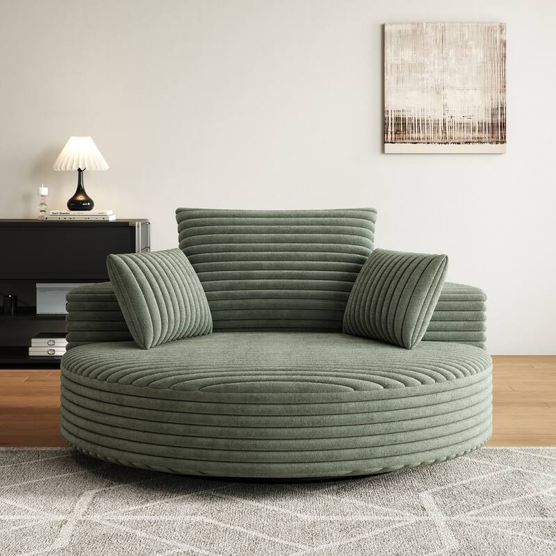 GDFStudio - Lavelle Corduroy 360 Degree Swivel Chair Fluffy Modern Sleeper
