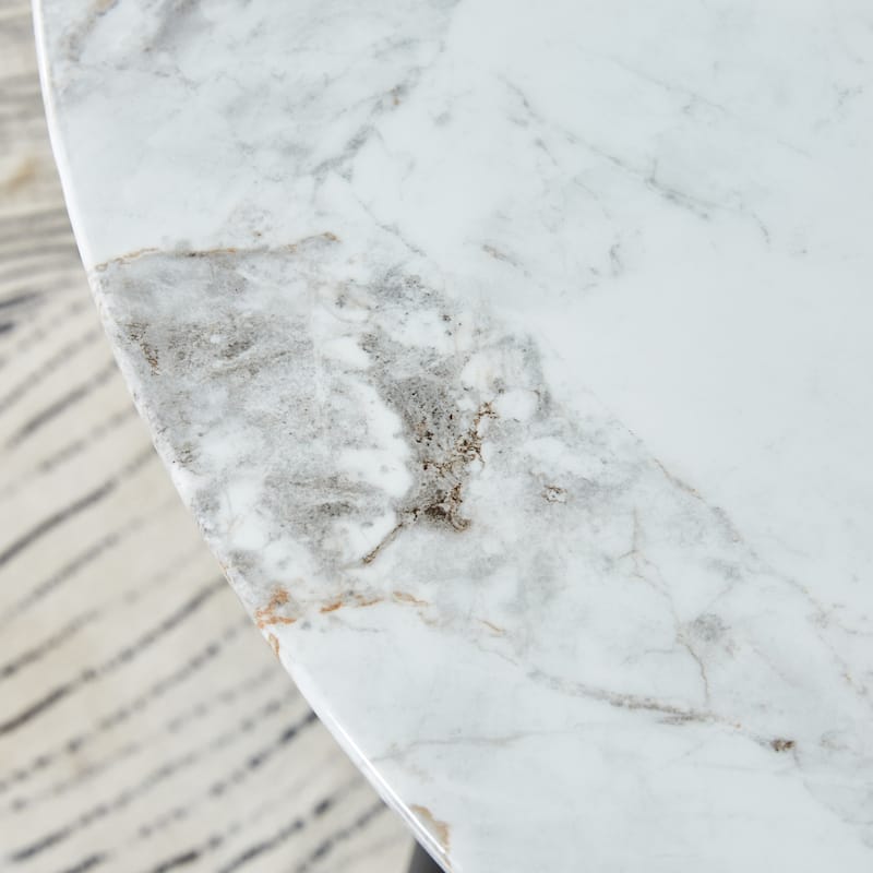Dining Table With A Diameter Of 40 Inches, A 0.3 Inch Thick Imitation Marble Pattern Tabletop And Metal Legs 40 '* 40' * 30 '