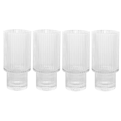 American Atelier Vintage Art Deco Ribbed Fluted Drinking Glasses Set of 4