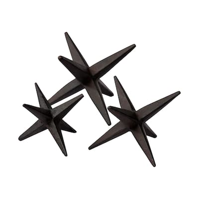 Rhea Dark Brown Cast Iron Jacks, Set of 3 - 5.1L x 5.1W x 3.9H