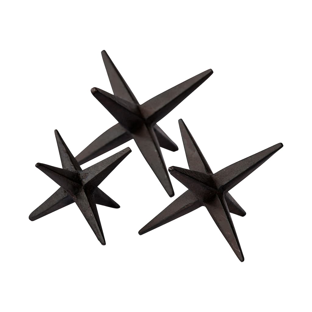Rhea Dark Brown Cast Iron Jacks, Set of 3 - 5.1L x 5.1W x 3.9H