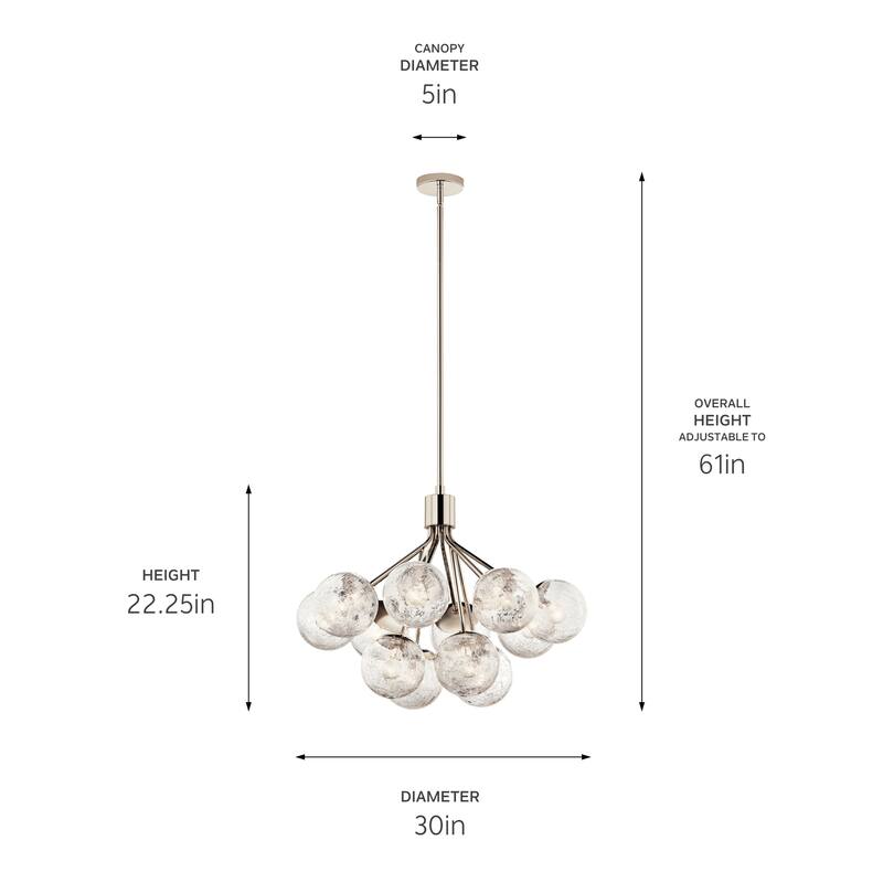 Kichler Lighting Silvarious Crackle Glass Convertible Chandelier