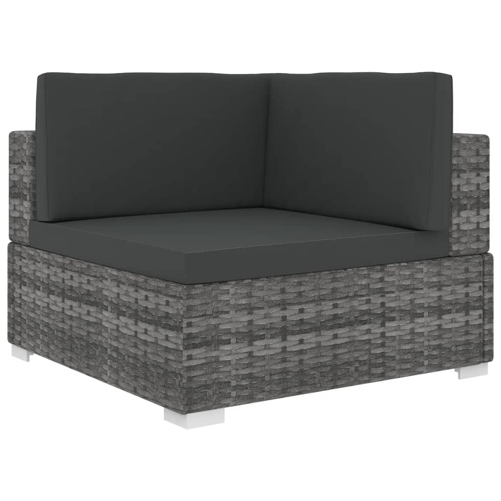 Shop Vidaxl Sectional Corner Chair With Cushions Poly Rattan Gray Overstock 30722381