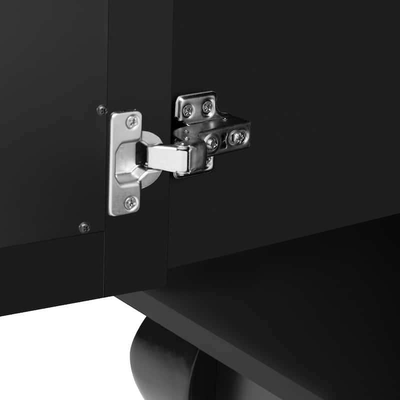 Modern Mirrored TV Stand for TV up to 55 Inches, Entertainment Center Solid Wood Legs,Metal Handle and 3 Adjustable Shelves
