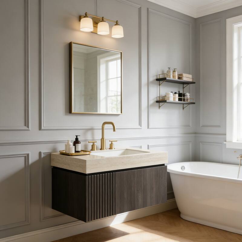 Mondern Floating Bathroom Vanity with 3 Pre-drilled Faucet Holes