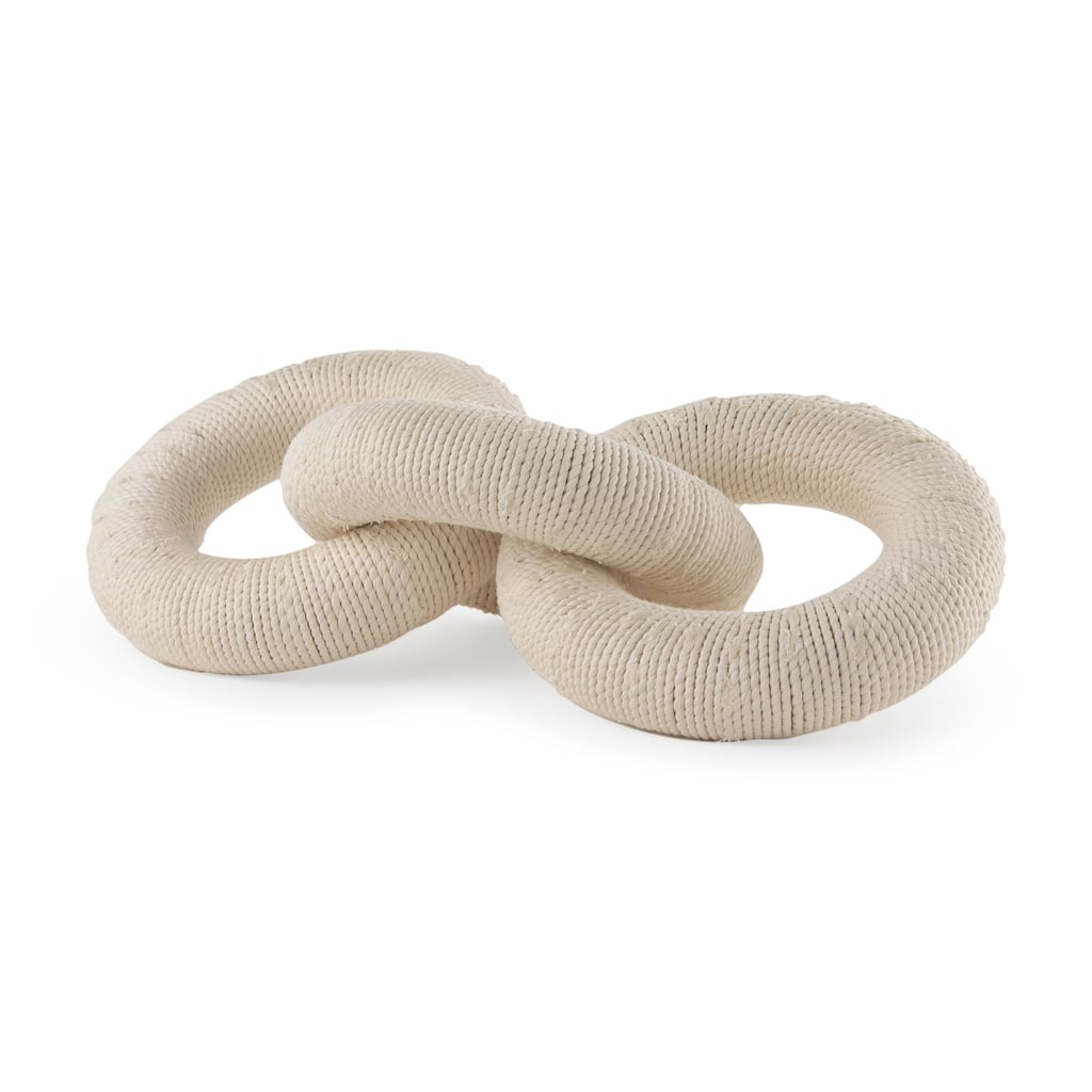 Alize Cotton Rope Wrapped Solid Wood Circular Chain Link Decorative Object - 14.0L x 11.0W x 8.0H