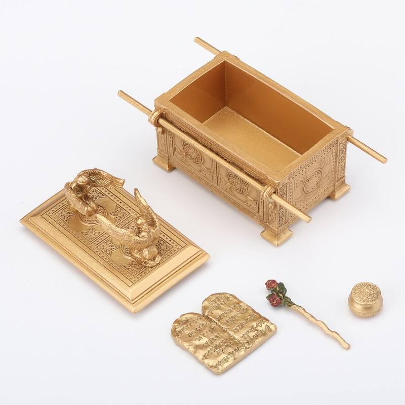 4.72 inches Width Polyresin Ark of the Covenant Trinket Box with Holy Relic Multicolor Finish Figurine