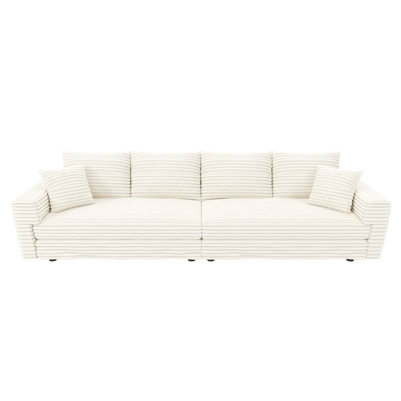 GDFStudio - Plush Corduroy 4-Seater 102.4" Deep Sofa with Convertible Lounge