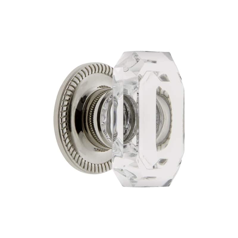 Grandeur BAGU-KNOB-NEWP-LG Baguette 1-3/4" Glam Emerald Cut Crystal - Polished Nickel