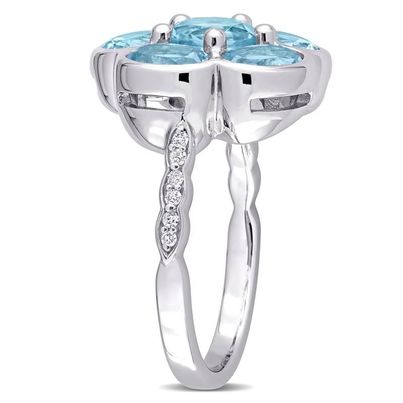 Miadora Sterling Silver Blue Topaz and Diamond Accent Composite Flower Ring