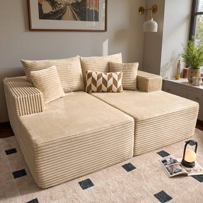 OVIOS Plush Sponge Double Chaise Lounge Sofa