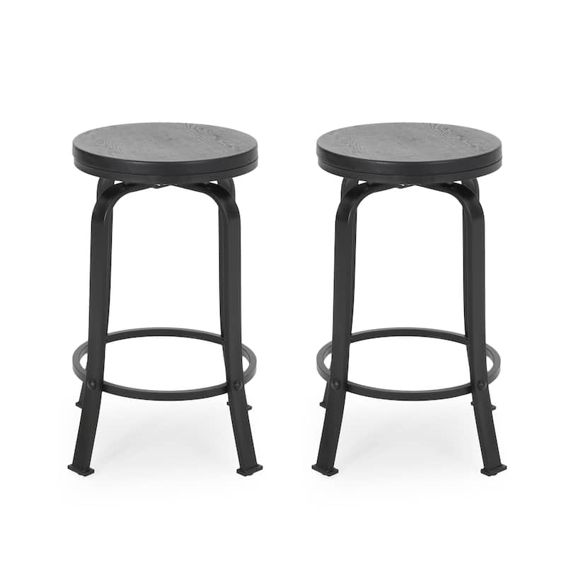 Iron Frame Swivel Counter Stool 2pcs/Set