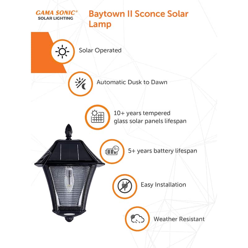 Baytown II Bulb 130 LM Solar LED Wall Sconce for Garage and Porch 2-PK