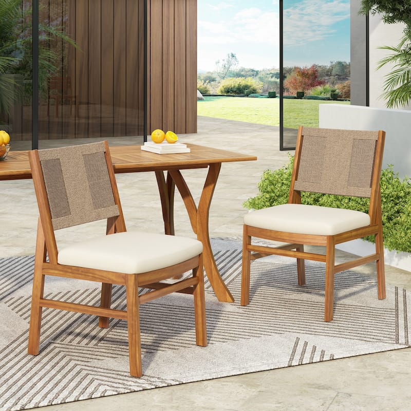 Christopher Knight Home - Outdoor Solid Wood Dining Set Options with Handwoven Wicker Chairs and Multiple Table Styles