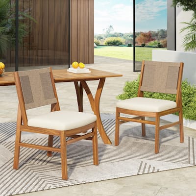 Christopher Knight Home - Outdoor Solid Wood Dining Set Options with Handwoven Wicker Chairs and Multiple Table Styles
