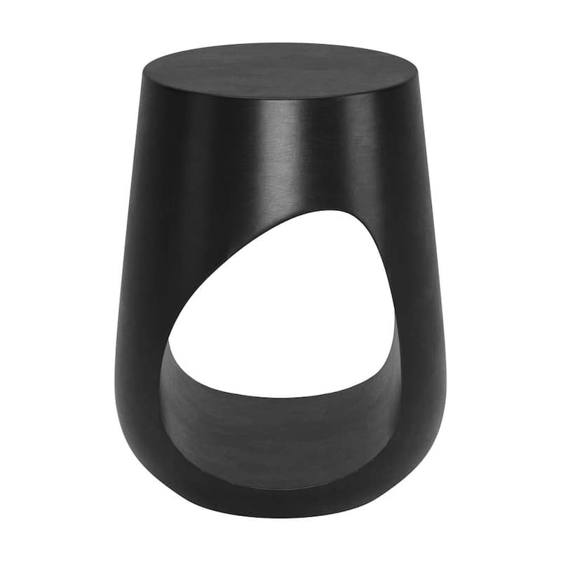 HomeRoots 18" Black Solid Wood Round Mod Geo End Table - 15 in. x 17.7 in. x 13 in.