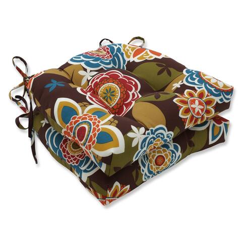 Pillow Perfect Outdoor Annie Chocolate Deluxe Tufted Chairpad (Set of 2) - 17 X 17.5 X 4