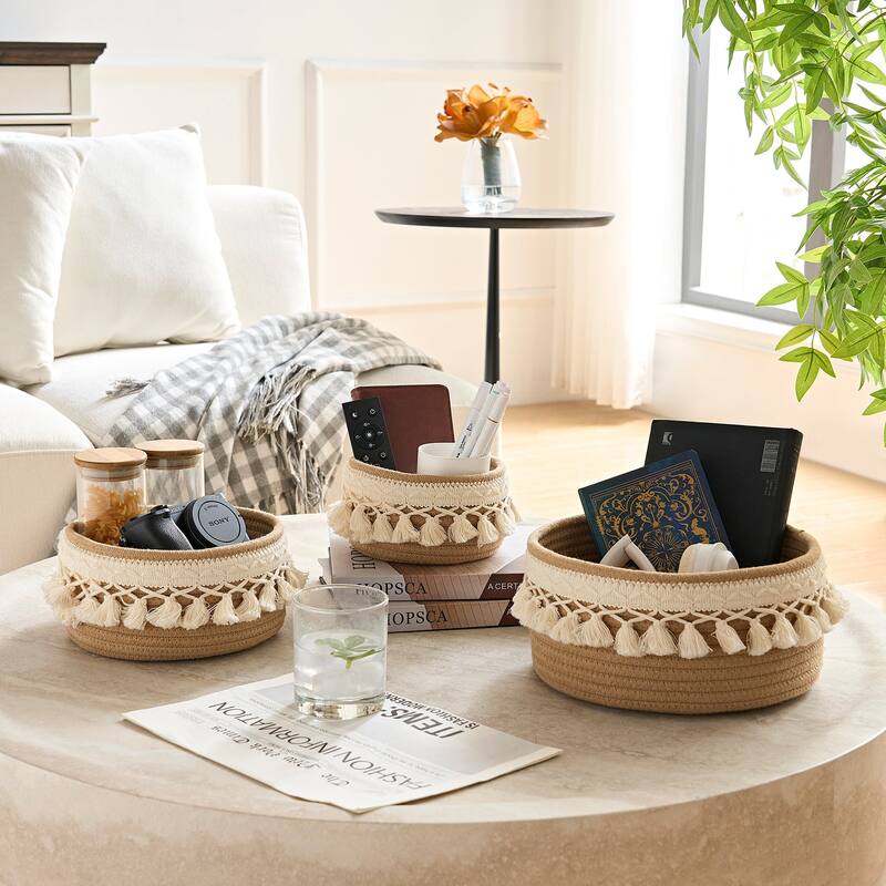 VECELO Large Round/Rectangle Blanket Storage Baskets,Toy Storage Organizing with Handle