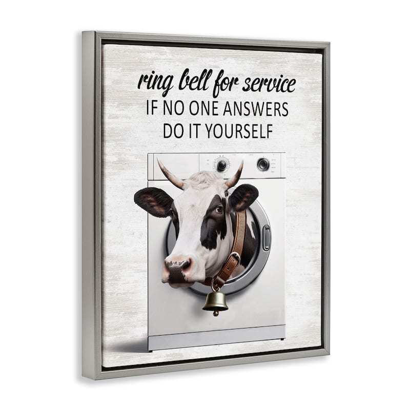 Stupell Sassy Cow Laundry Framed Floater Canvas Wall Art Design By Lettered and Lined