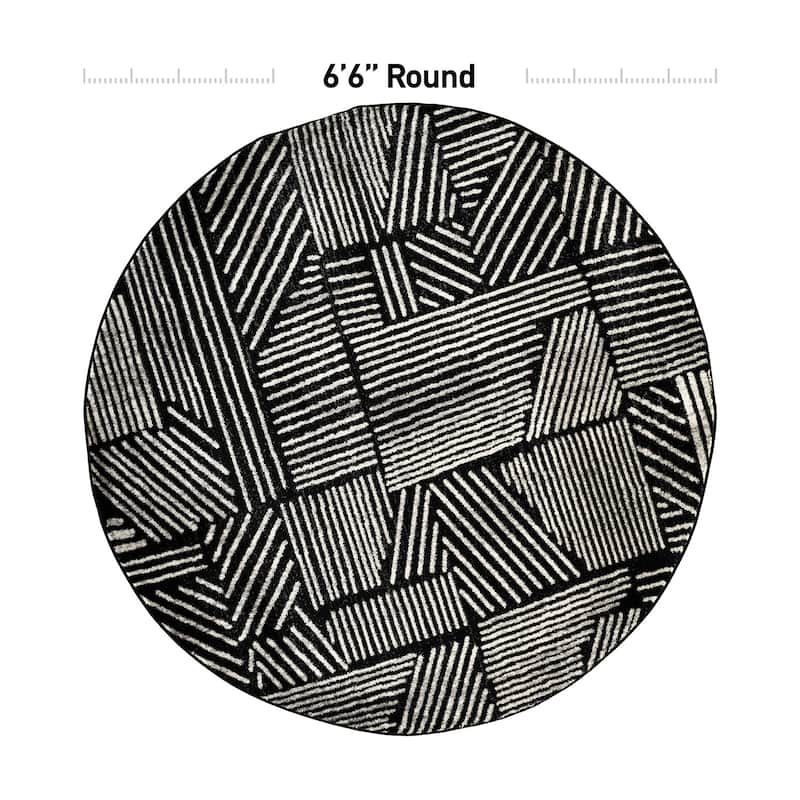 World Rug Gallery Contemporary Boho Stripes Black Area Rug