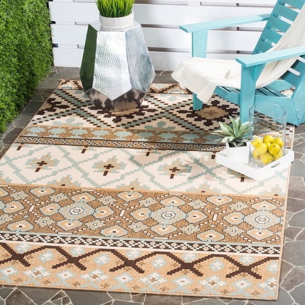 slide 1 of 89, SAFAVIEH Veranda Srbislava Indoor/ Outdoor Waterproof Area Rug 2'7" x 5' - Cream/Brown