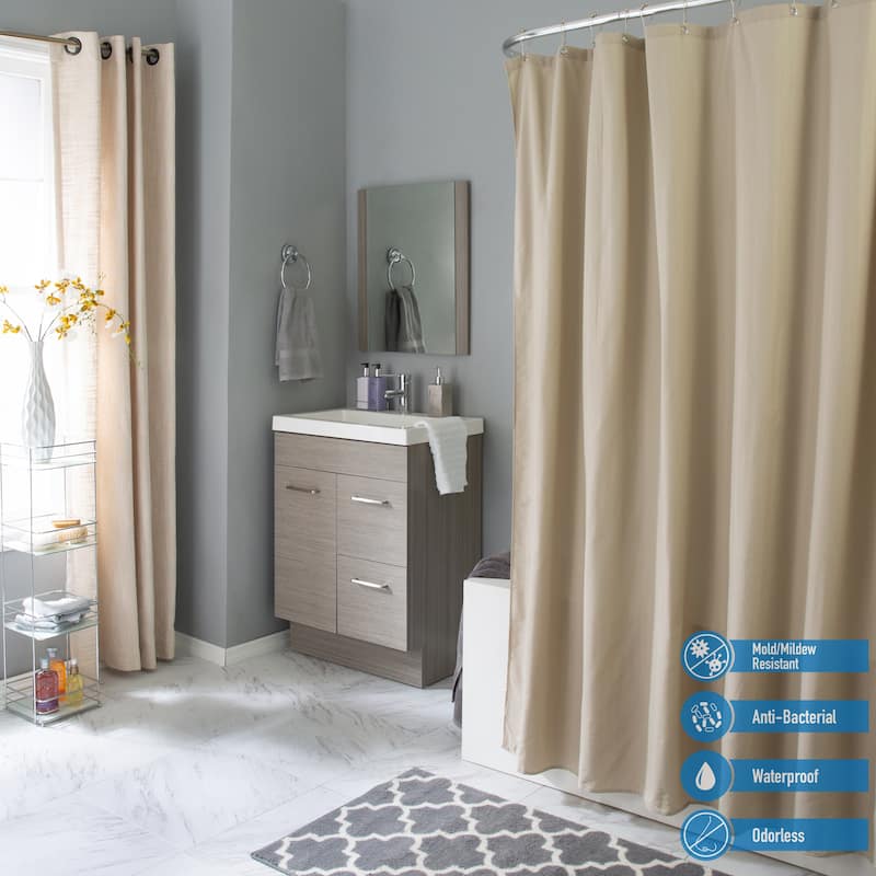Elle Décor Soft Touch Waterproof Fabric Shower Curtain Liner in Blush