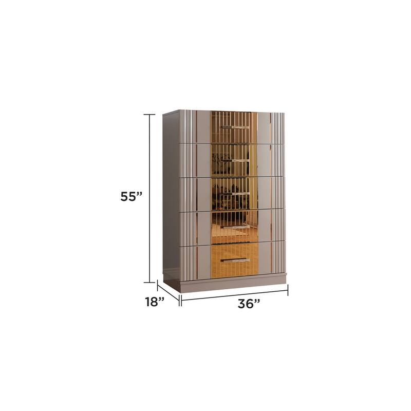 Lorenzo Modern Style Mirror Accent 4PC/5PC Bedroom set Made with Wood