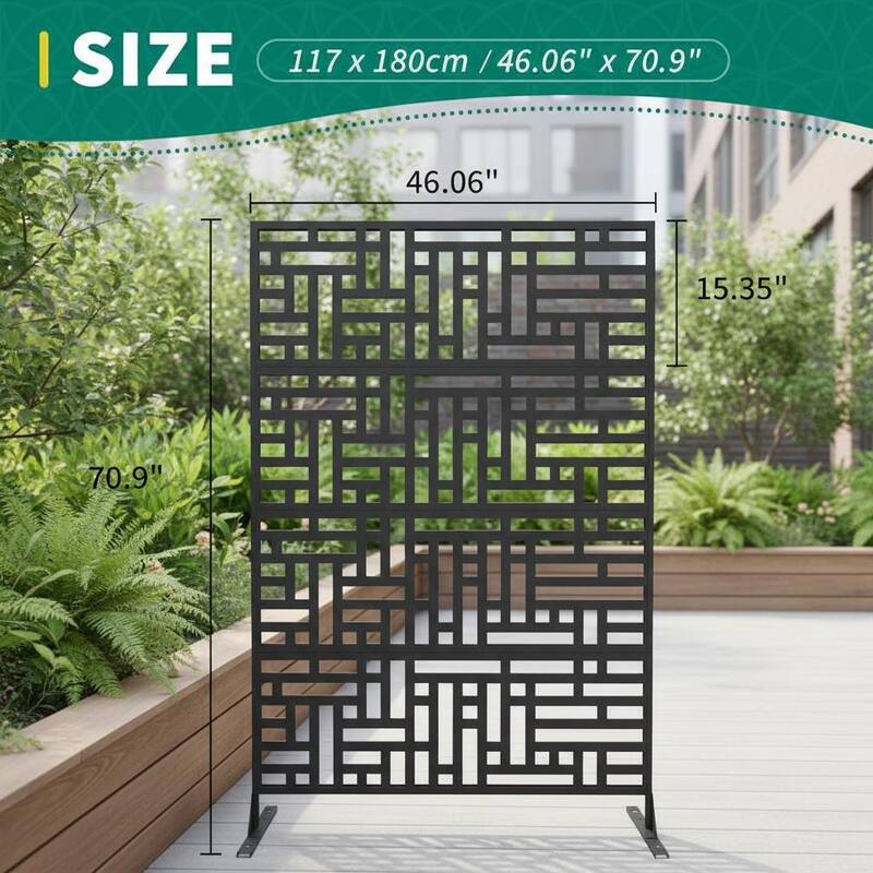 70" H Decorative Metal Garden Fences, Rust-Proof Scroll Design