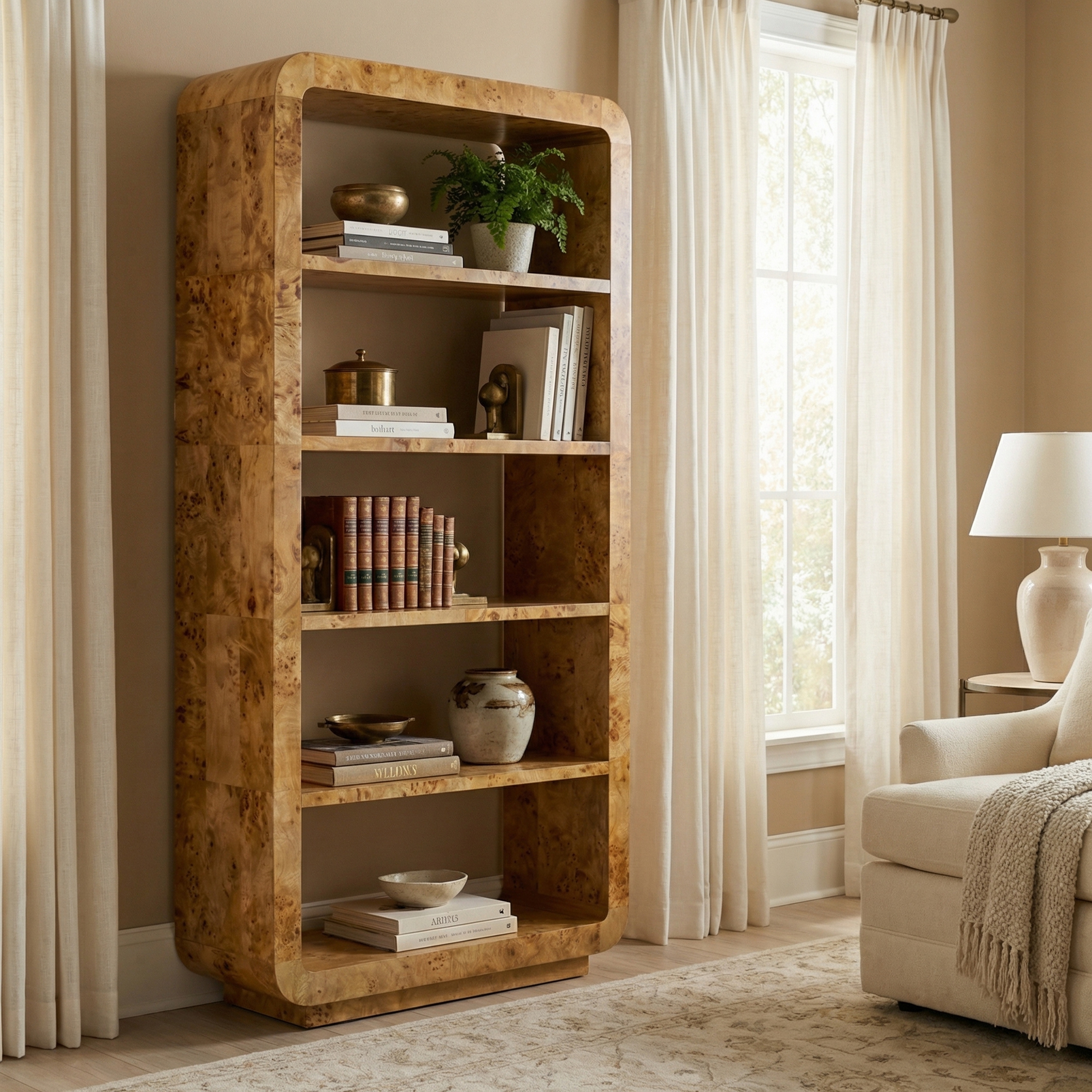 80.5 in. Brown Solid Wood 5 Shelf Etagere_Bookcase