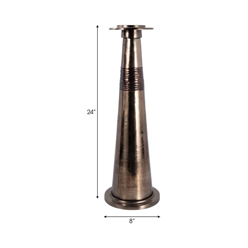 Sagebrook Home Modern Glass Bronze Antique Like Pillar Candle Holder