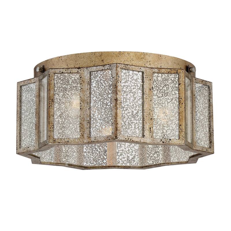 Shrine 3-Light Flush Mount in Aged Gold