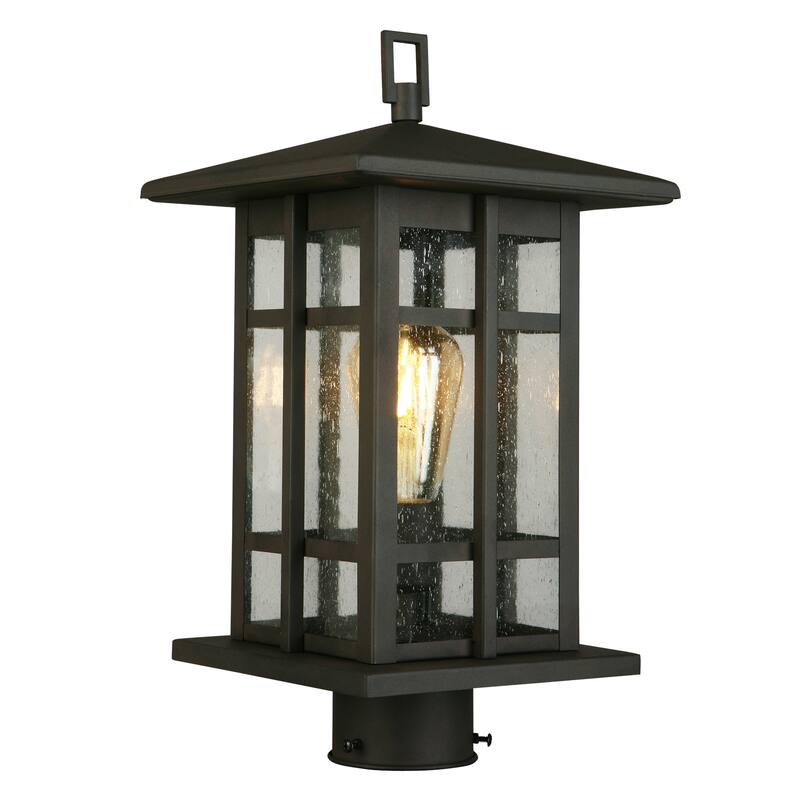 Eglo Arlington Creek 1-light Matte Bronze Outdoor Post Light with Clear Seeded Glass - Matte Bronze