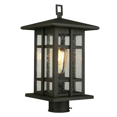Eglo Arlington Creek 1-light Matte Bronze Outdoor Post Light with Clear Seeded Glass