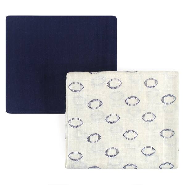 slide 1 of 1, Hudson Baby Infant Boy Cotton Muslin Swaddle Blankets, Football, One Size - Football - 2-Pack 2-Pack - Football