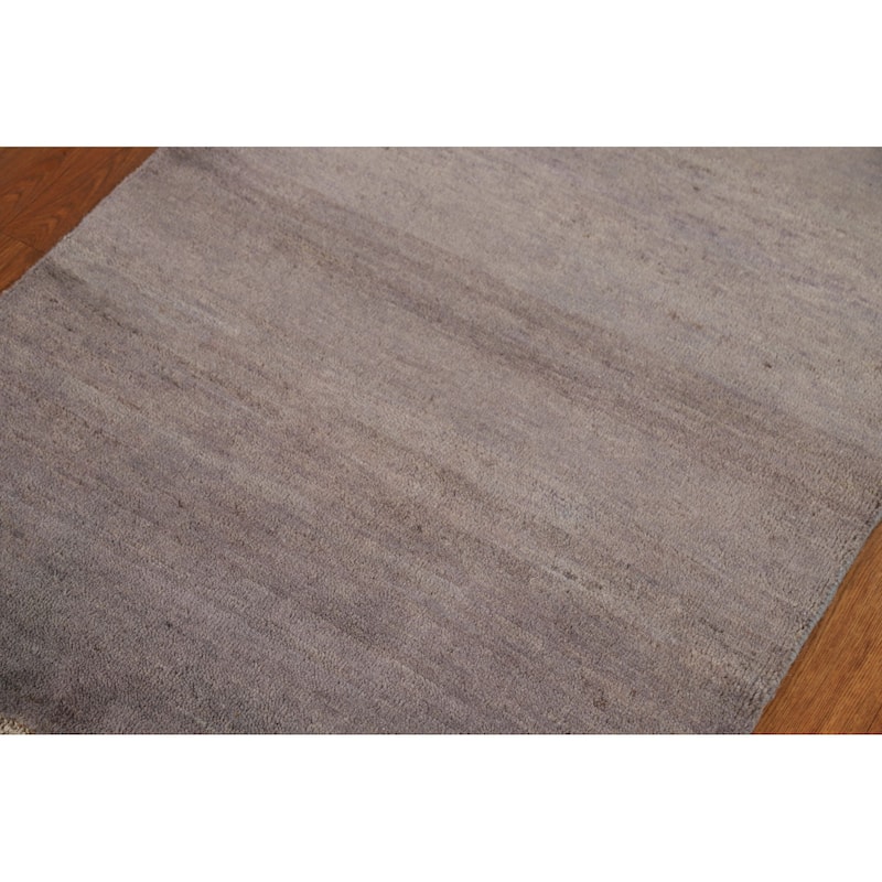 Hand Knotted Oriental 100% Wool Carpet Modern Modern Greys & Charcoal Gabbeh Area Rug - 4' 0'' X 2' 7''