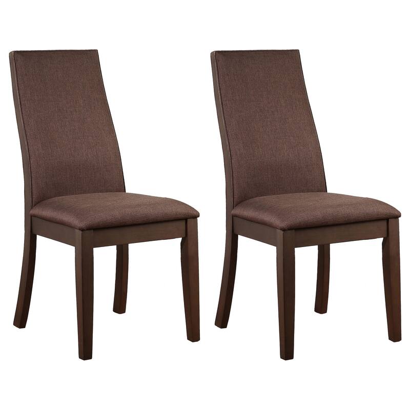2pc Set Transitional Dining Chair Wood Frame Ergonomically Shaped Chair Back Cocoa Upholstered