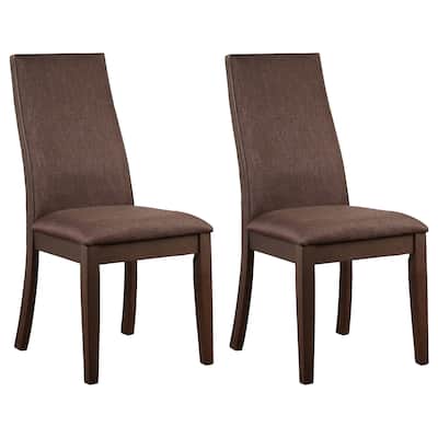 2pc Set Transitional Dining Chair Wood Frame Ergonomically Shaped Chair Back Cocoa Upholstered