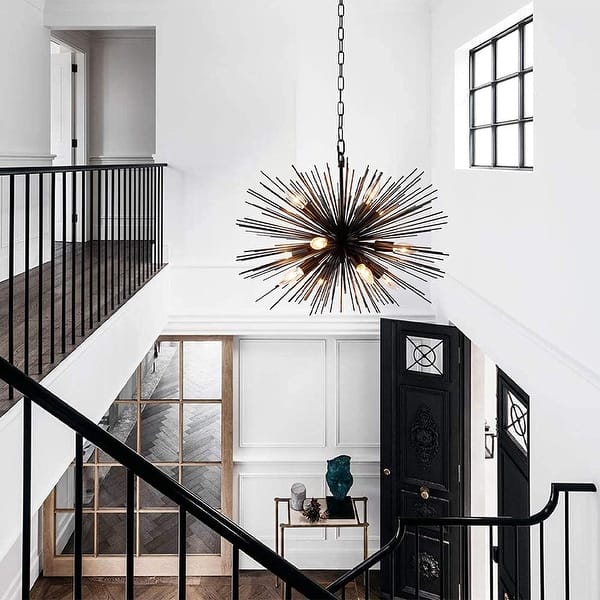 slide 2 of 5, 12 Light Sputnik Chandelier in Black finish