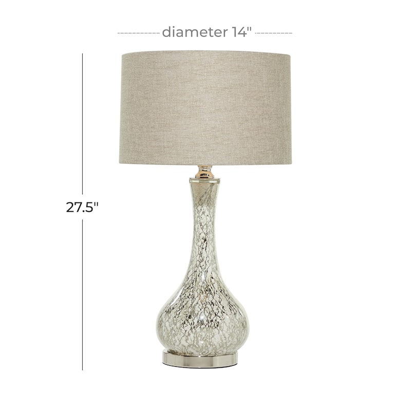 Glass Room Table Lamp with Faux Mercury Glass Finish - Silver - Roche River Decor