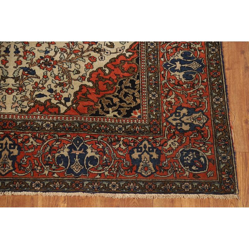 Pre-1900 Antique Vegetable Dye Sarouk Farahan Persian Wool Carpet - 4'5" x 6'10"