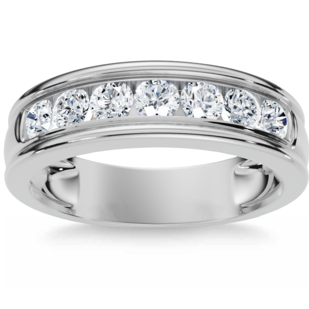 Bliss Diamond 5/8Ct Men's Diamond Channel Set Brushed Wedding Ring Gold Lab Grown