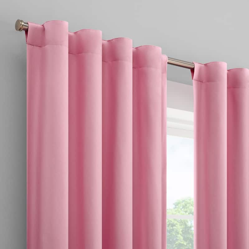 Eclipse Kids Tiered Ruffle Solid 100% Blackout Back Tab Curtain Panel