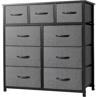 AZL1 9 Drawer Dresser - Fabric Storage Tower, Organizer Unit for Bedroom Sturdy Steel Frame, Wooden Top & Easy Pull Fabric Bins