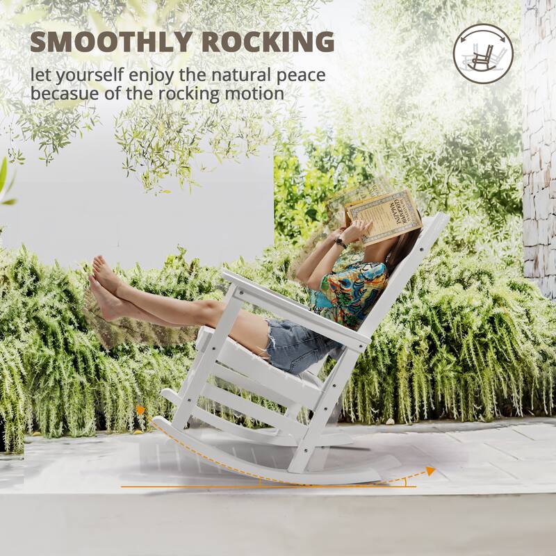 Eco-Friendly Plastic Outdoor Adirondack Rocking Chairs For Porch Set of 2