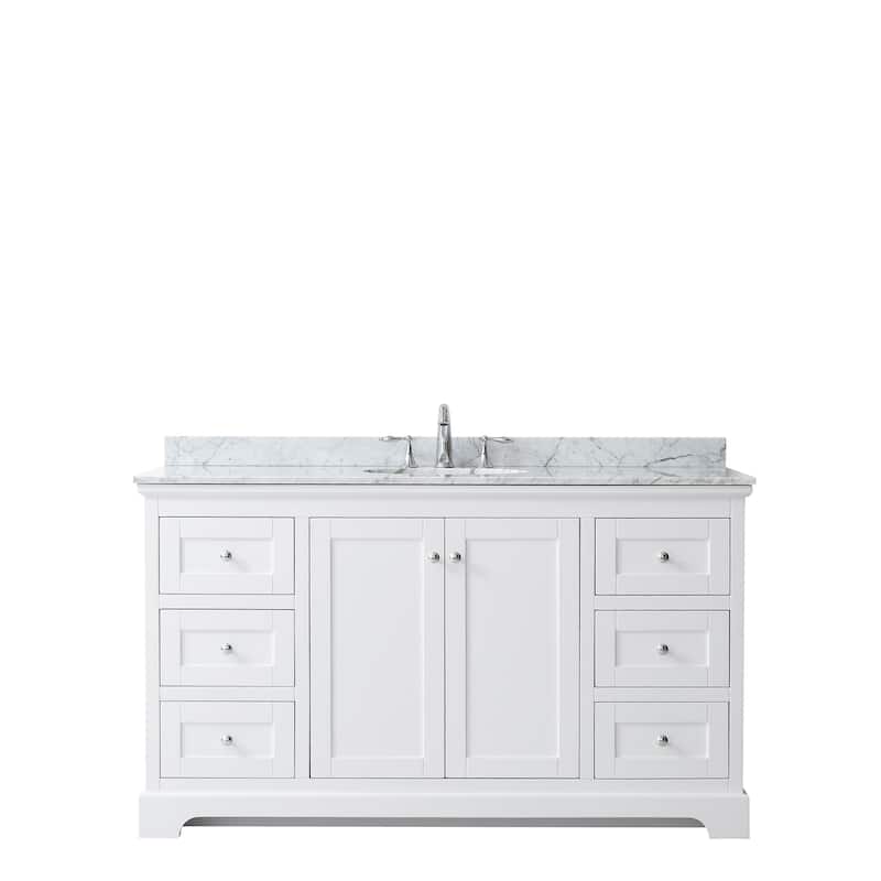 Avery 60-inch Single Vanity, Marble Top, Oval Sink, No Mirror